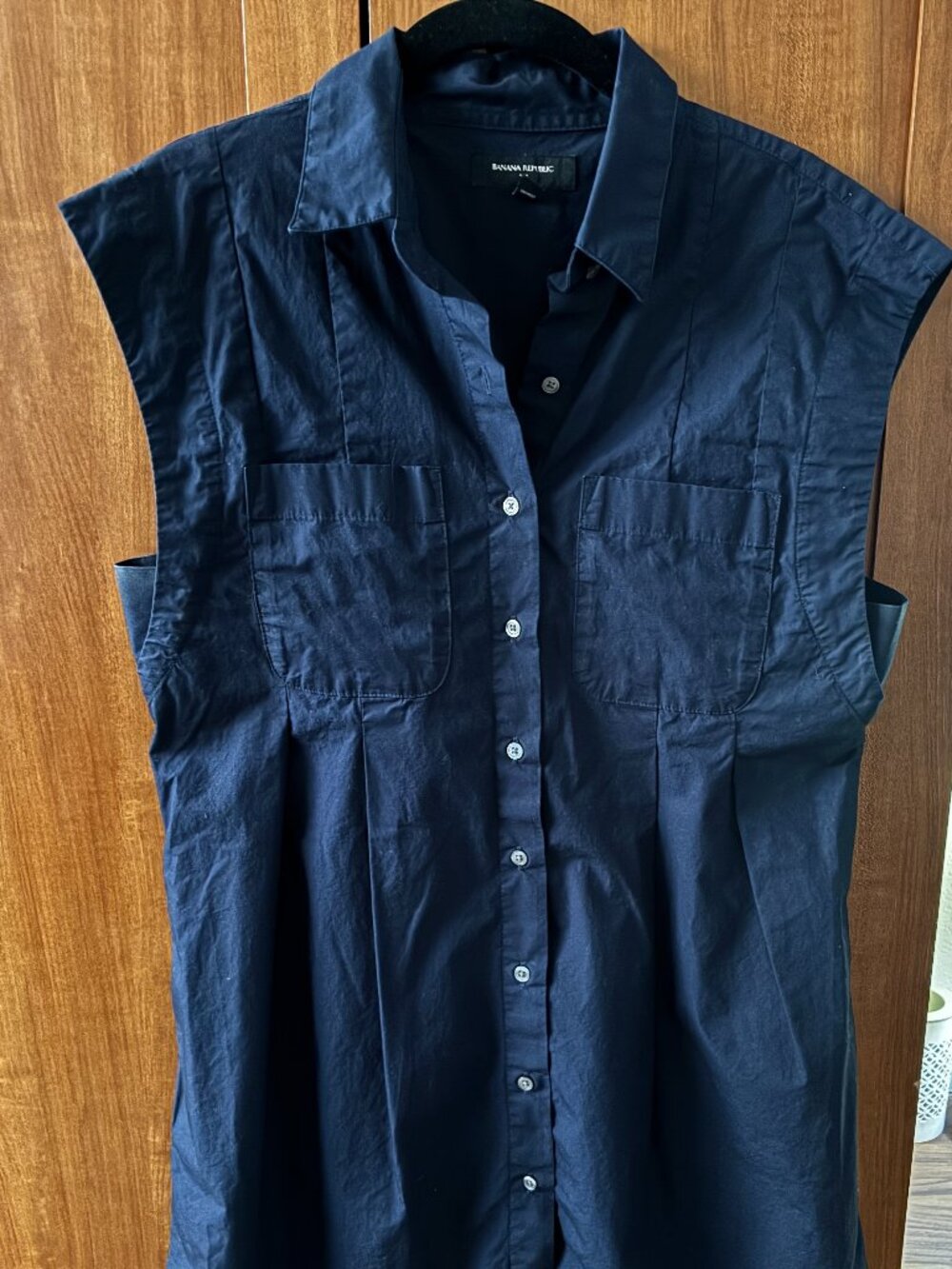 Banana Republic Facotry Cap Sleeve Navy Shirtdress - M Tall